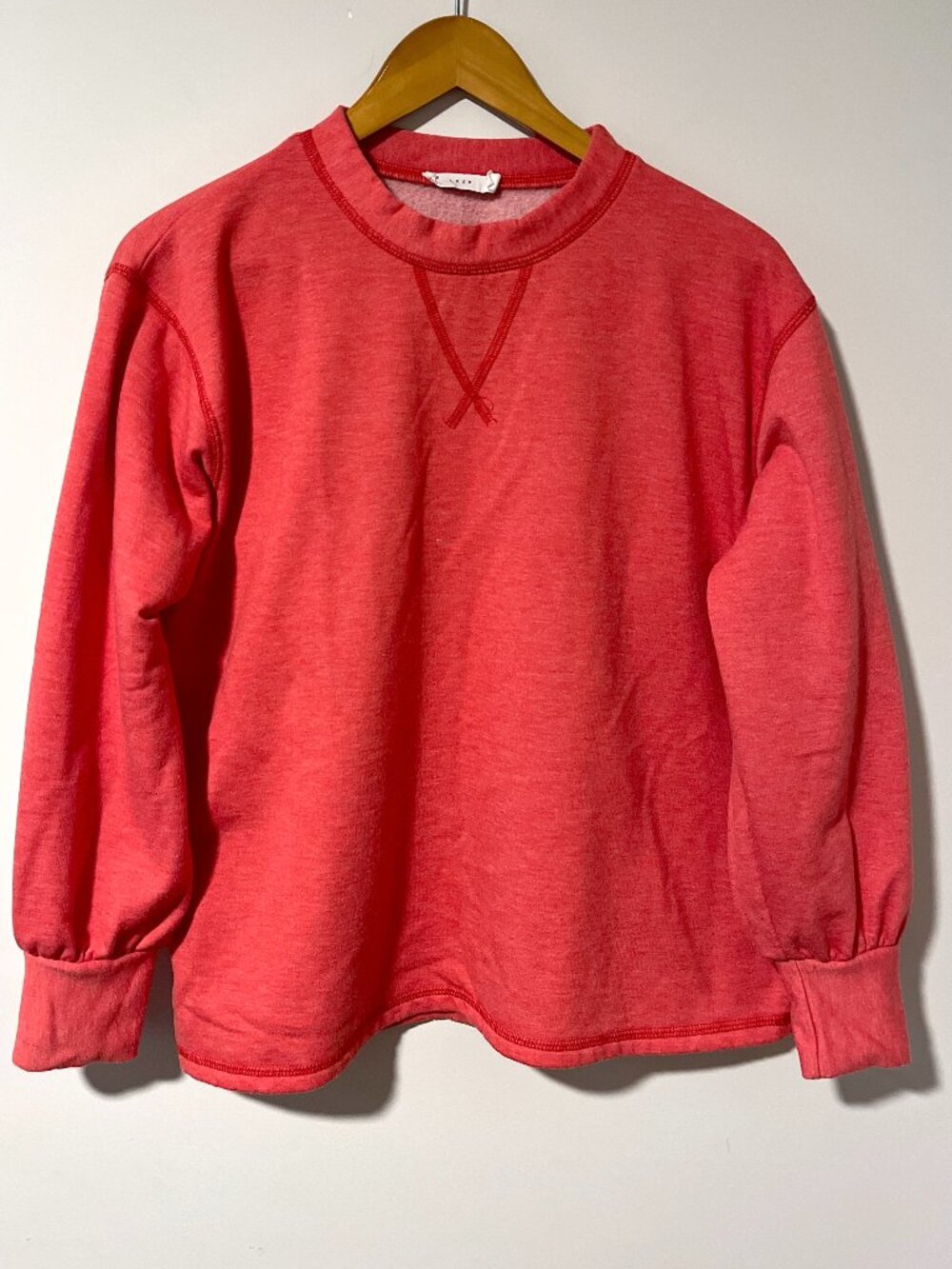 Lush Coral Pink Long Sweatshirt Crew Neck Classic Cozy Casual Coquette Preppy